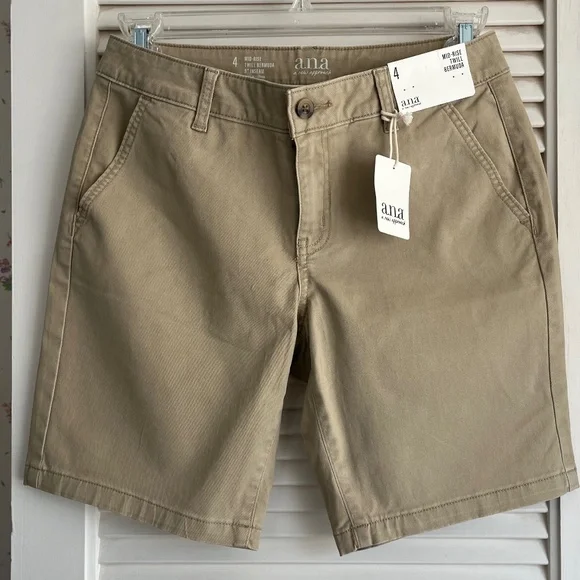 A.N.A. Khaki Tan Cotton Bermuda Shorts Size 4 NWT - Picture 8 of 8